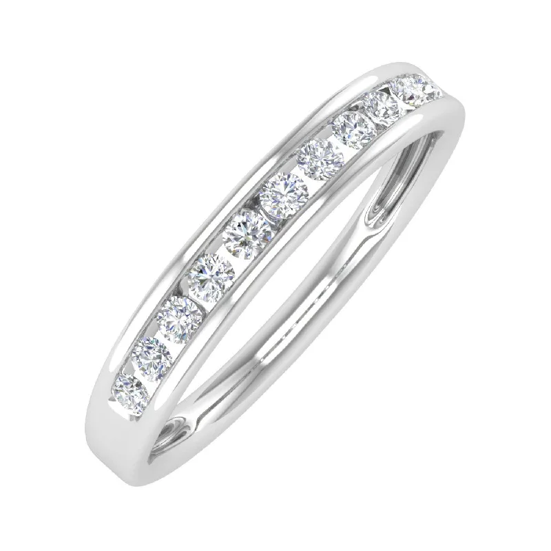 0.23 Carat Channel Set Diamond Wedding Band Ring in Gold - IGI Certified