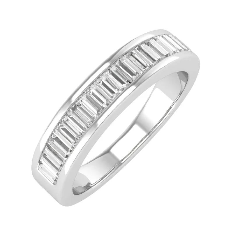 0.55 Carat Channel Set Baguette Shape Diamond Wedding Band Ring in Gold