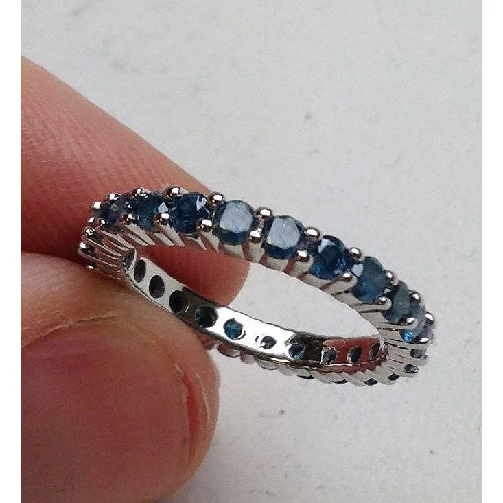 1 1/2ct Blue Diamond Eternity Ring White Gold