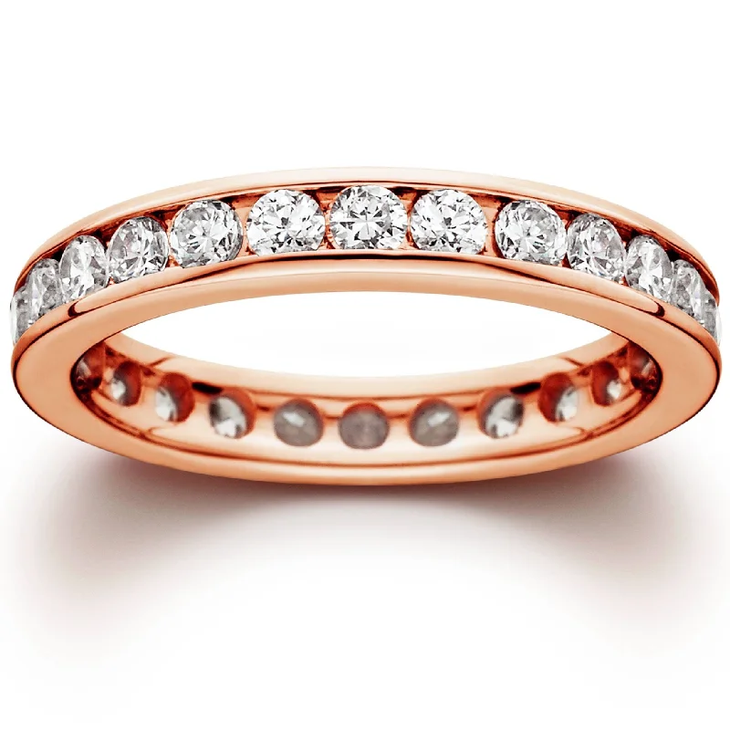 1 1/2ct Channel Set Diamond Eternity Ring Rose Gold