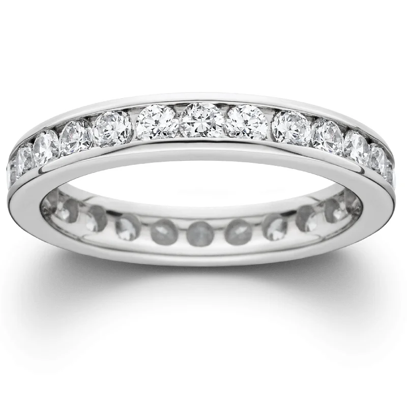 1 1/2ct Channel Set Diamond Eternity Ring White Gold Lab Grown Wedding Band