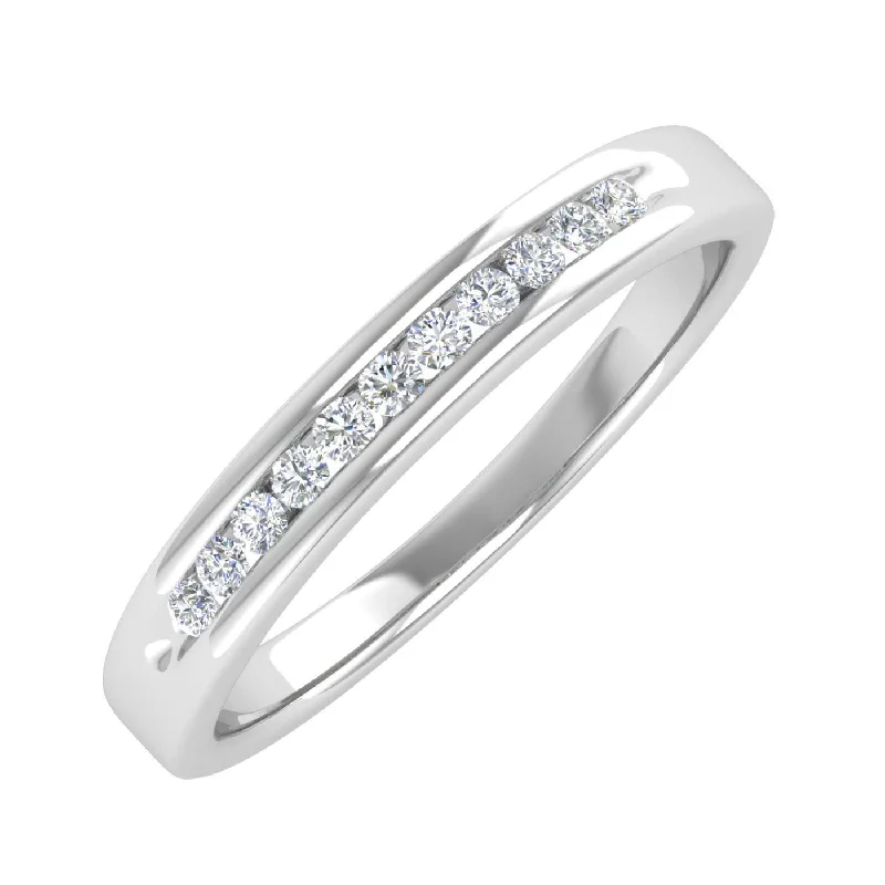 1/10 Carat Channel Set Diamond Wedding Anniversary Ring in Gold - IGI Certified