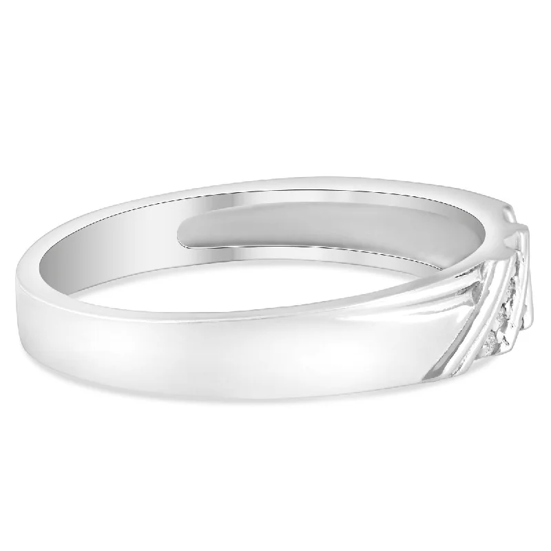 1/10ct Diamond Mens Ring White Gold