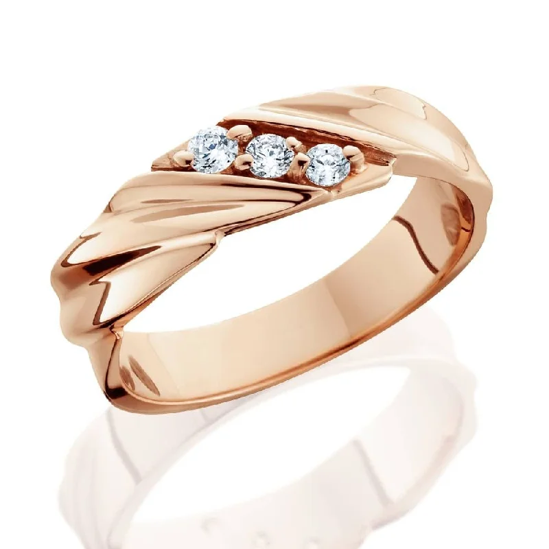 1/10ct Diamond Rose Gold Mens Wedding Ring