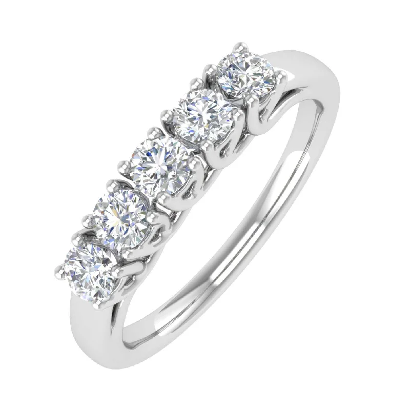 1/2 Carat 5-Stone Diamond Wedding Band Ring in Gold