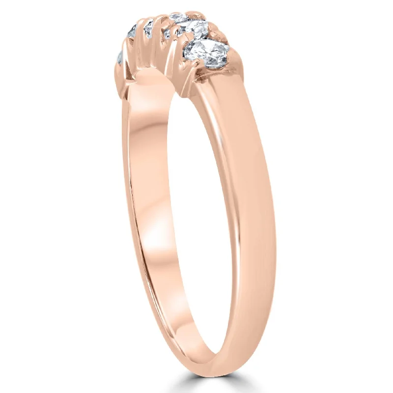 1/2ct 5-Stone Diamond Wedding Ring Rose Gold