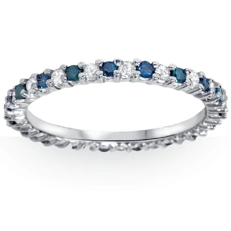 1/2ct Blue & White Diamond Eternity Ring White Gold