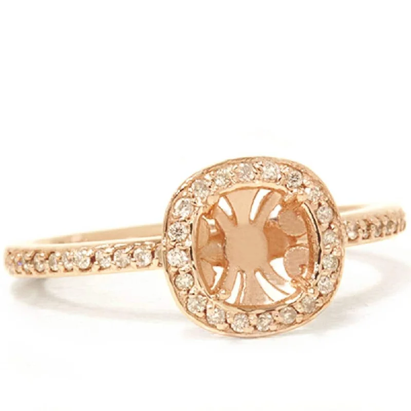 1/3ct Diamond Engagement Halo Ring 14K Rose Gold Setting