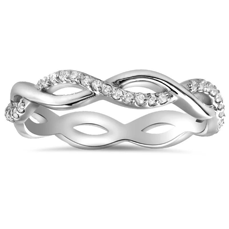 1/3cttw Diamond Infinity Eternity Wedding Ring Stackable White Gold