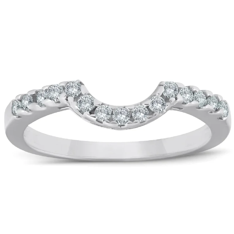 1/4ct Curved Diamond Notched Wedding Ring Enhancer White Gold