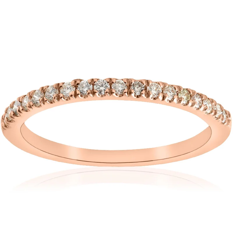 1/4ct Diamond Ring Stackable Engagement Womens Wedding Band Rose Gold