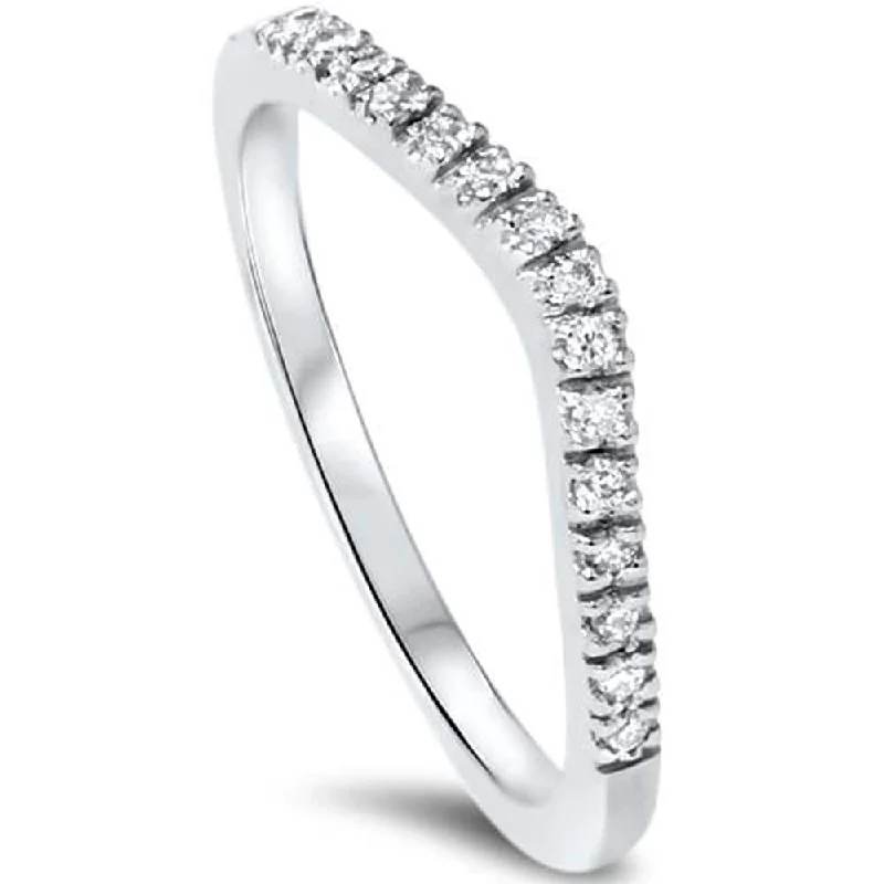 1/8ct Curved Diamond Wedding Ring White Gold