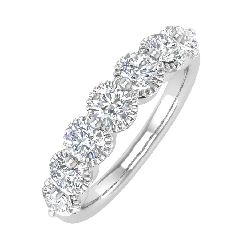 1 Carat 7-Stone Diamond Wedding Band Ring in Gold - IGI Certified