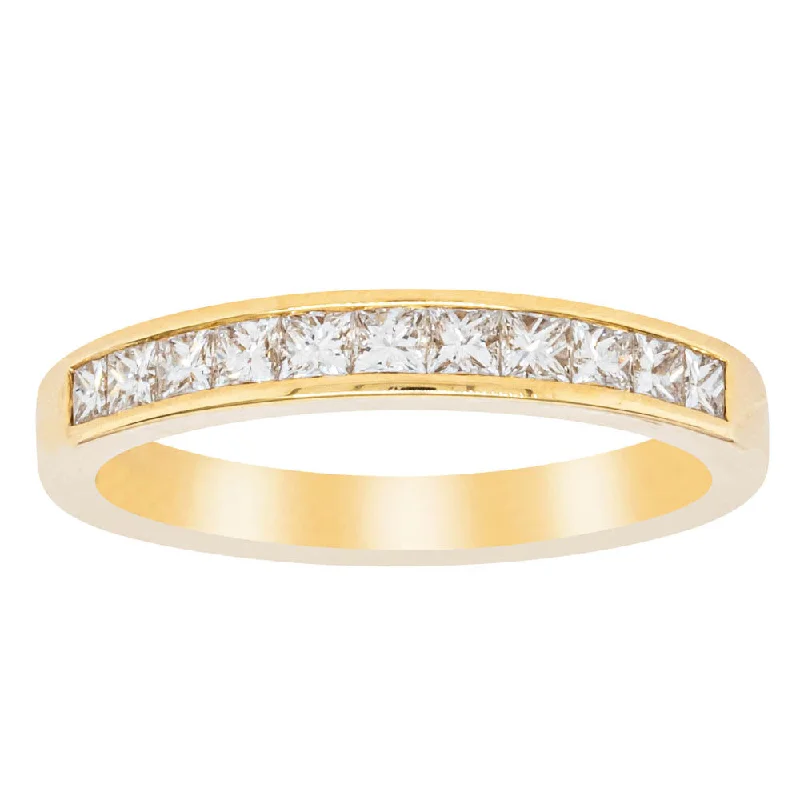 18ct Yellow Gold .50ct Princess Cut Diamond Band