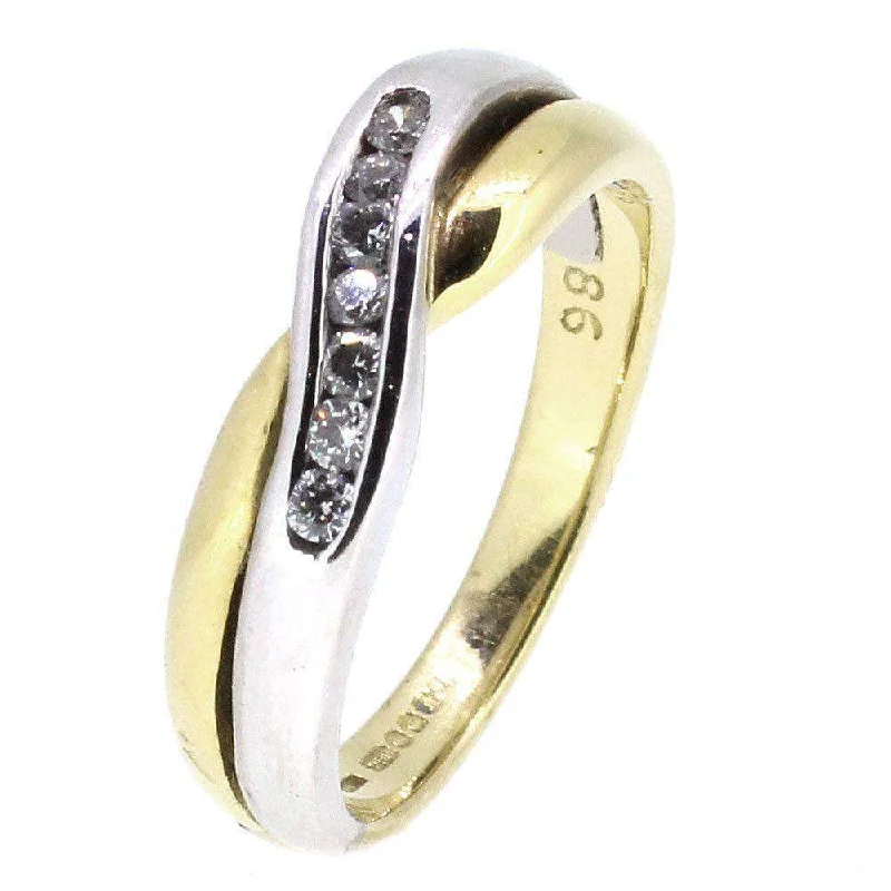 18ct Yellow & White Gold Crossover Diamond Ring - E86