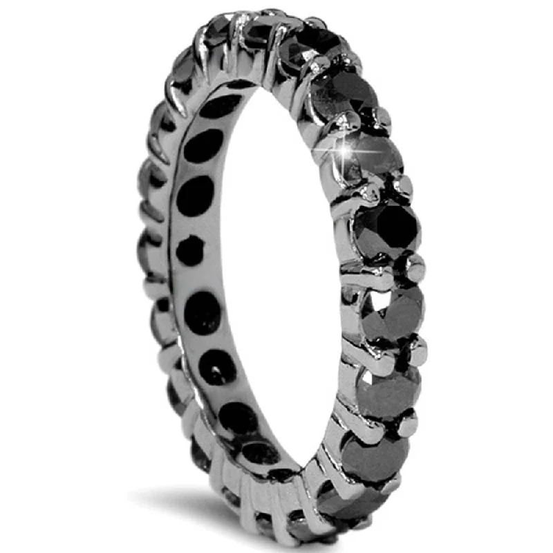 2 CT Black Diamond Eternity Ring Black Gold