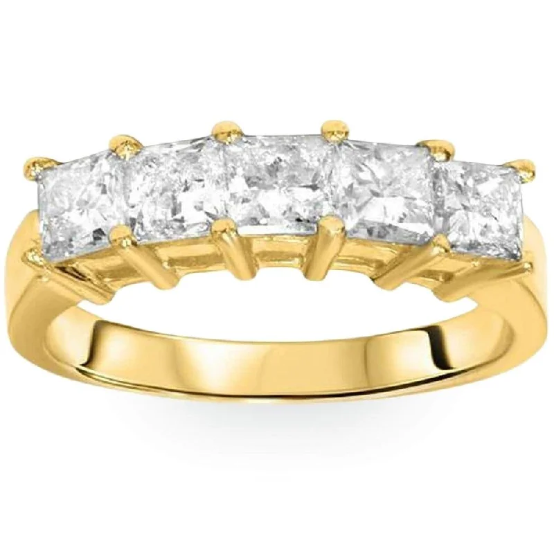 2ct HUGE Princess Cut Diamond Anniversary Gold Ring