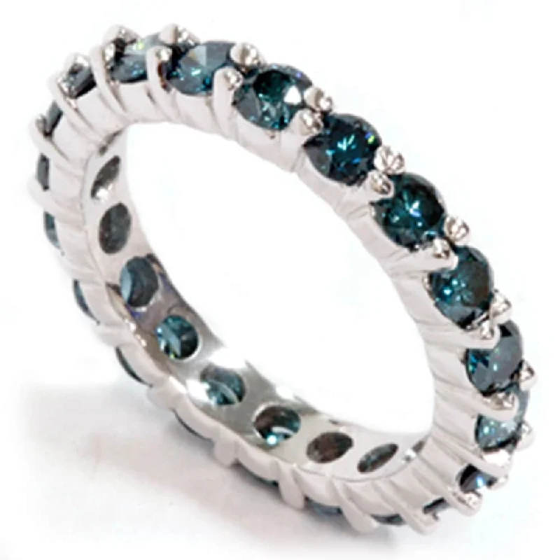 2ct Prong Blue Diamond Eternity Ring White Gold