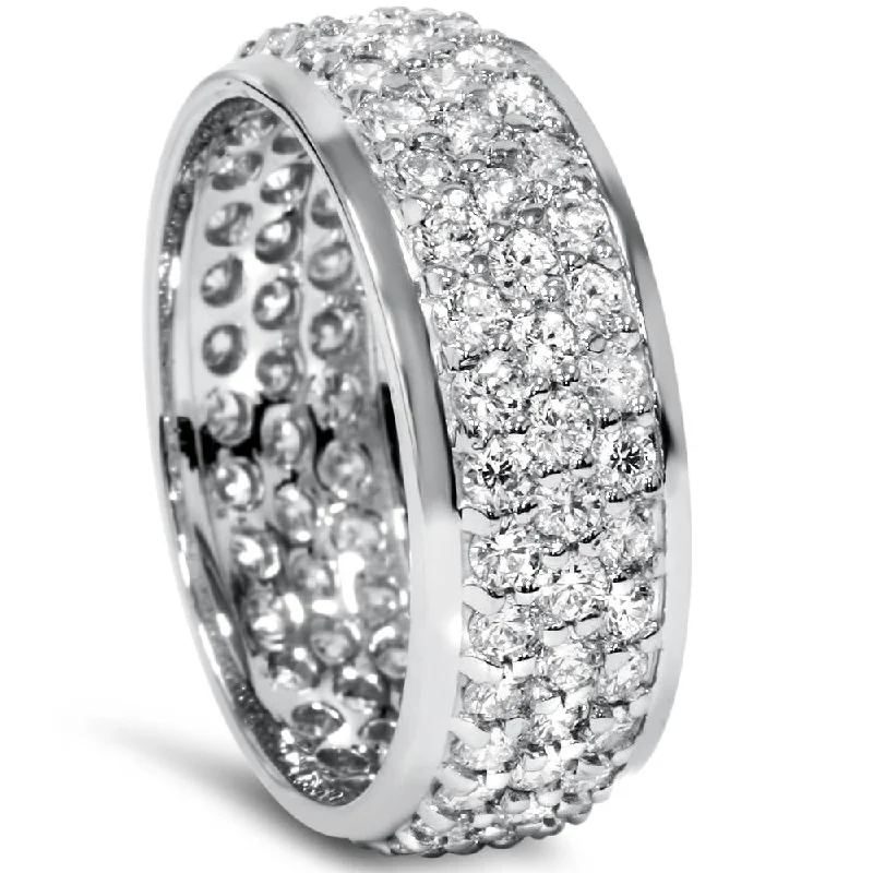 3 5/8ct Pave Diamond Eternity Ring White Gold