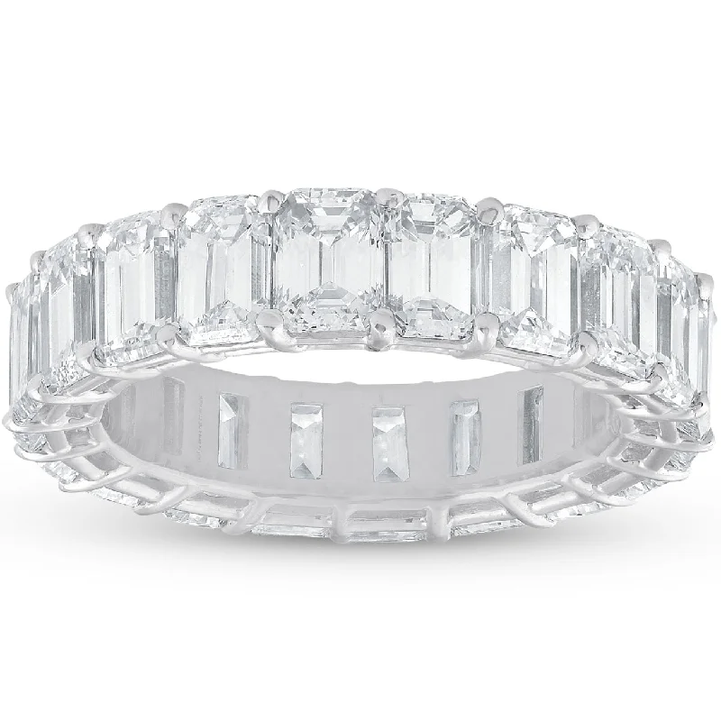 7ct Emerald Cut Diamond Platinum Eternity Wedding Ring Lab Grown