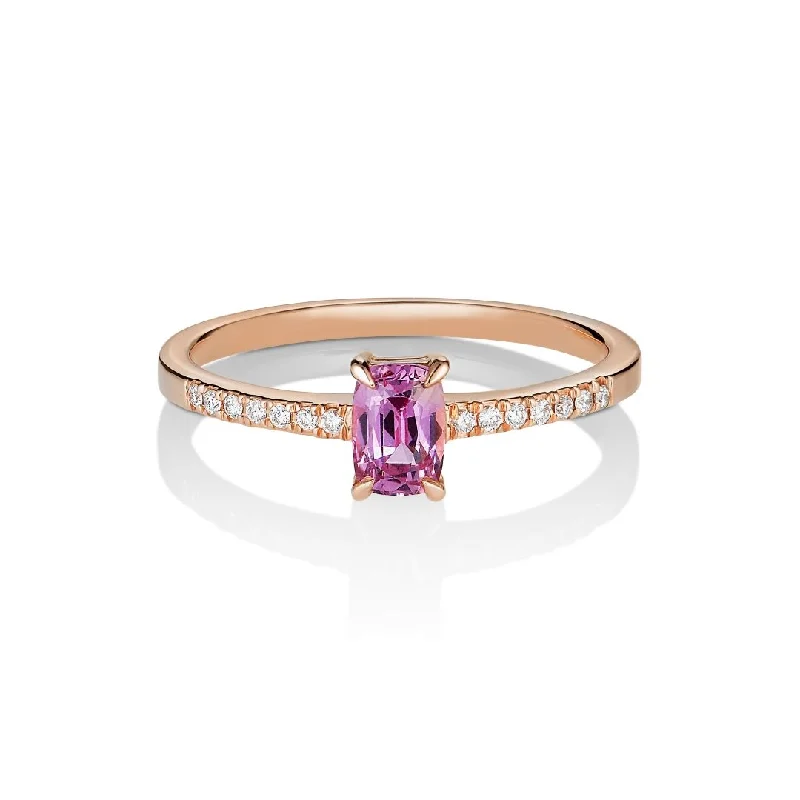 Digu Rosa 18K Rosegold Ring w. Diamonds & Sapphire