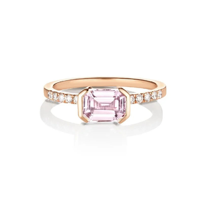 Didulayi 18K Rosegold Ring w. Diamonds & Sapphire