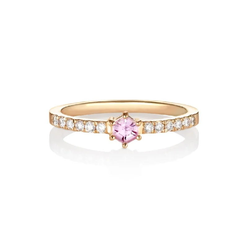 Sulu 18K Rosegold Ring w. Diamonds & Sapphire