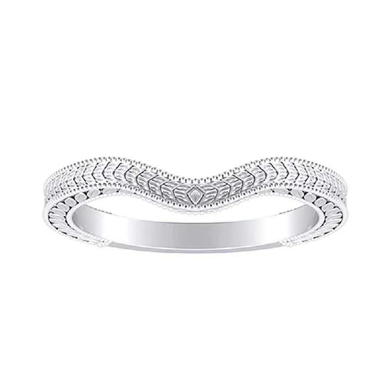 Auriya Platinum Curved Vintage Wedding Band