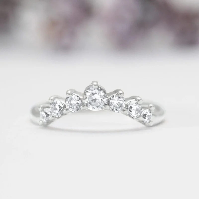 Curved Diamond Crown Wedding Band