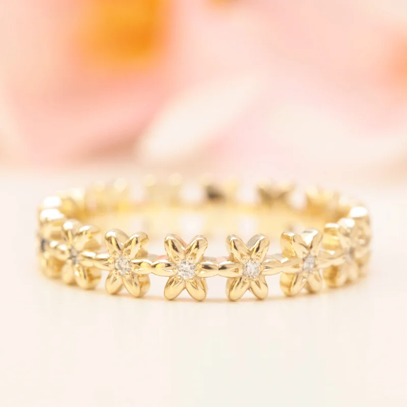 Diamond Eternity Flower Wedding Band