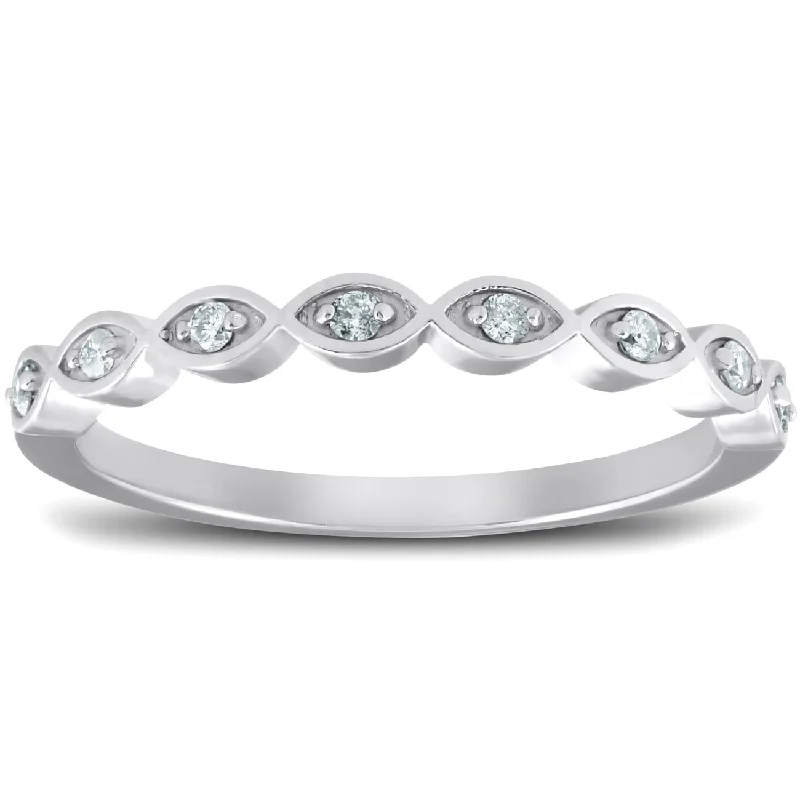 Diamond Wedding Ring Womens Stackable White Gold Anniversary Band