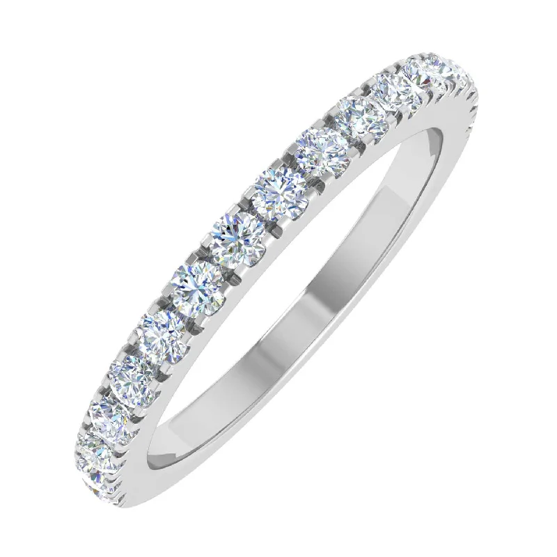 Gold Diamond Semi-Eternity Wedding Band Ring (0.40 Carat) - IGI Certified