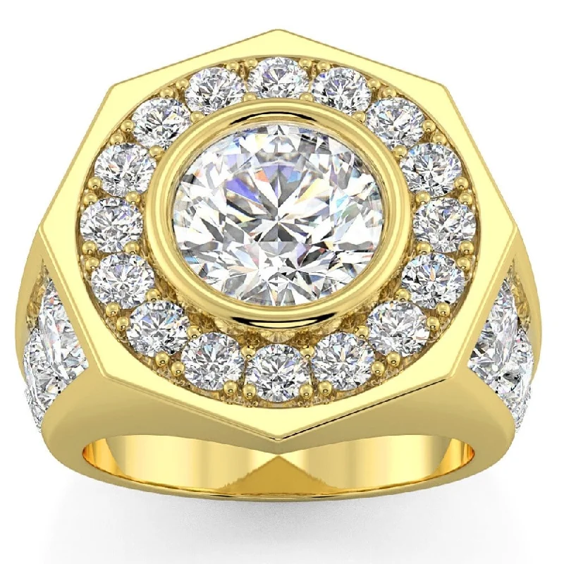 Men's 8 1/2Ct Diamond Hexagon Anniversary Pinkie Ring Gold Lab Grown