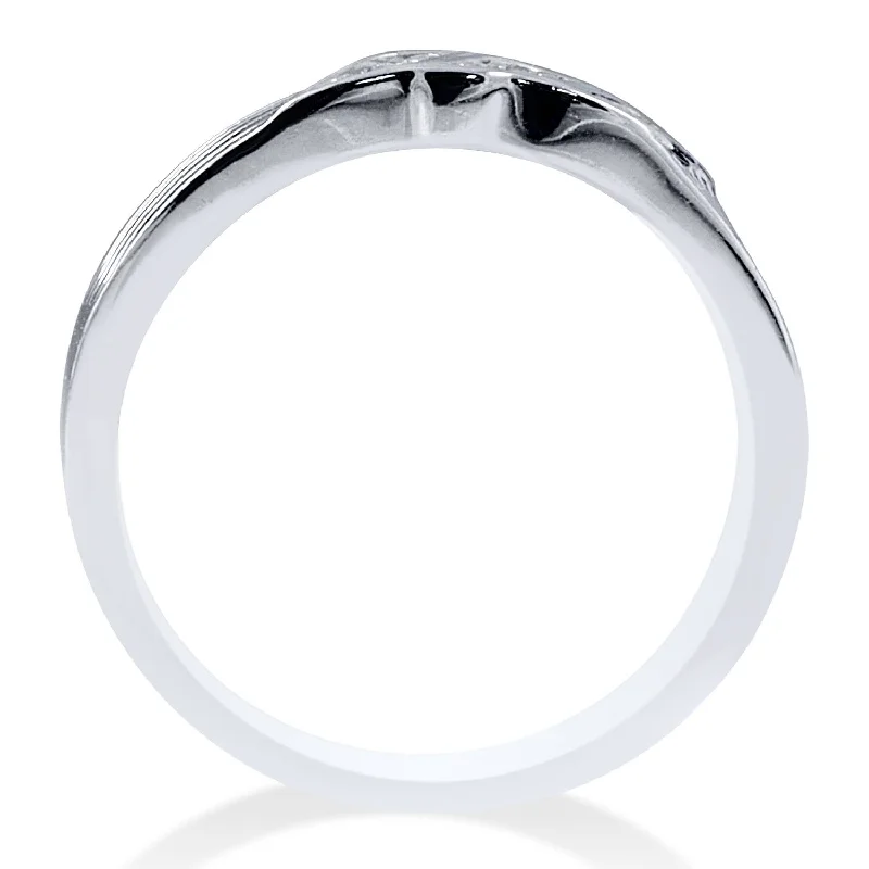 Men's Diamond Wedding Ring White Gold High Polished Band