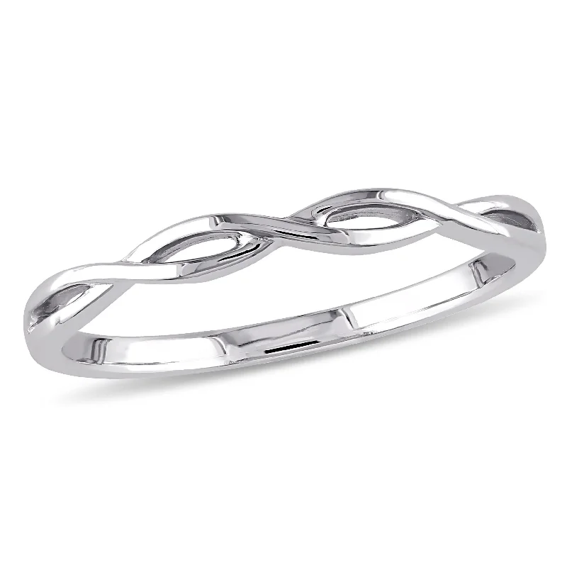 Miadora 10k White Gold Infinity Wedding Band