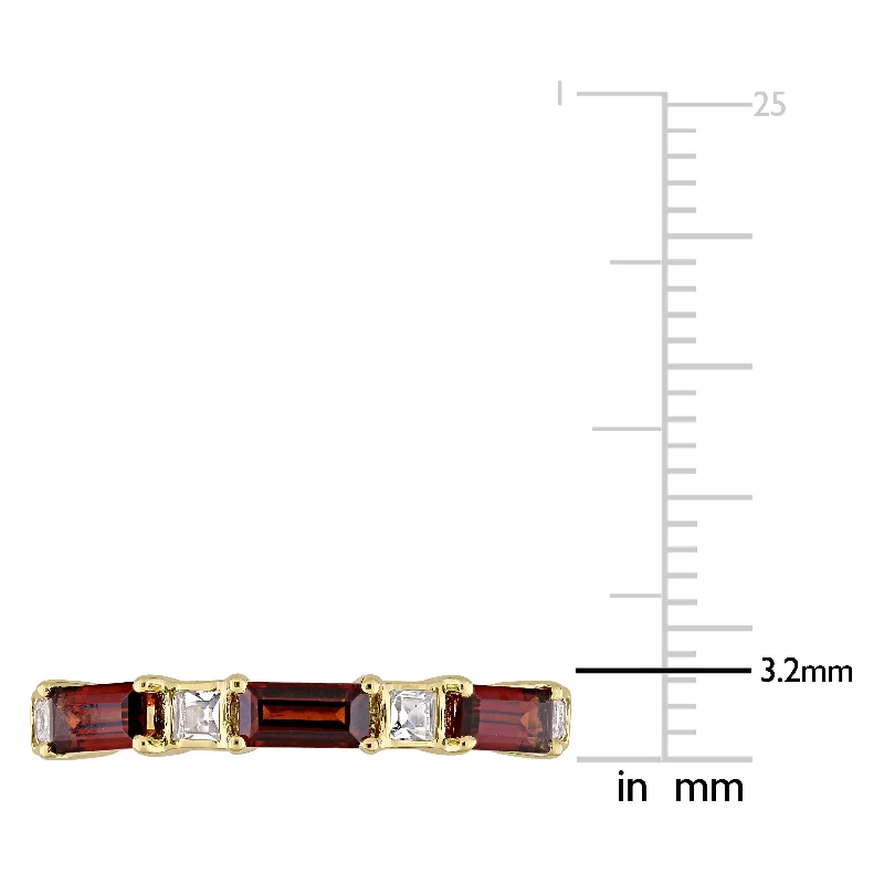 Miadora 10k Yellow Gold Baguette & Square-cut Garnet & White Topaz Stackable Eternity Wedding Band