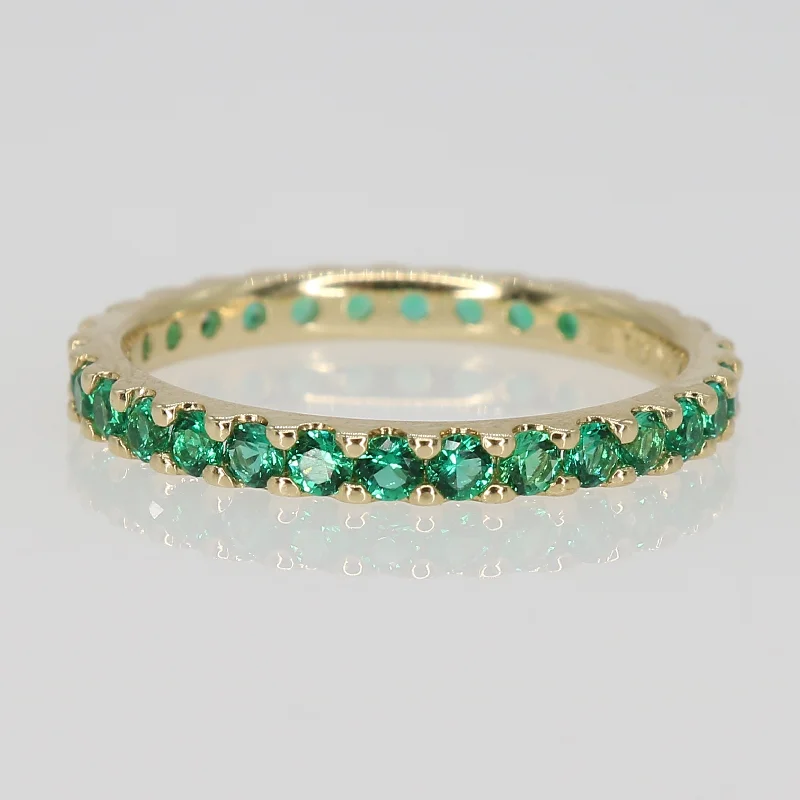 Miadora 10k Yellow Gold Created Emerald Stackable Eternity Wedding Band Ring