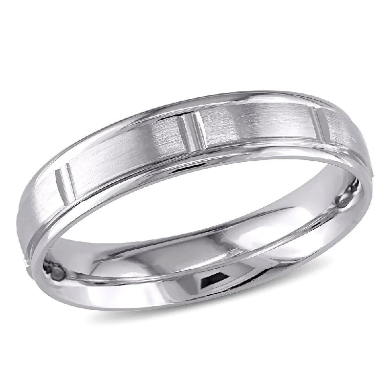 Miadora 14k White Gold Chain Link Design Wedding Band