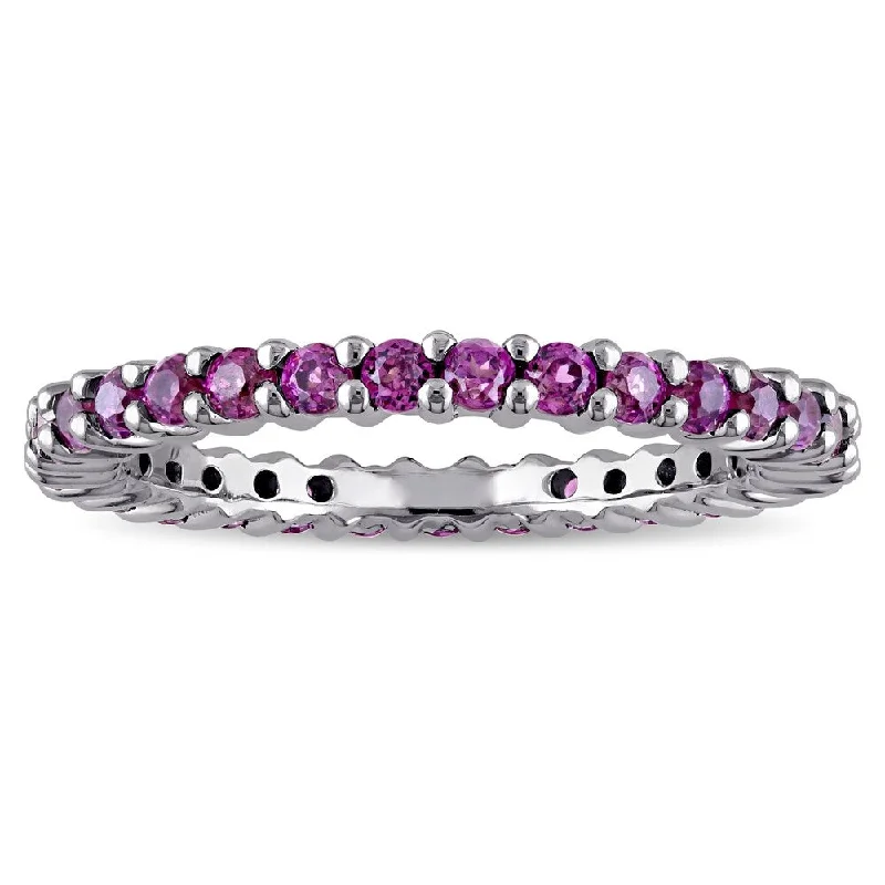 Miadora 14k White Gold Rhodolite Stackable Eternity Band Ring