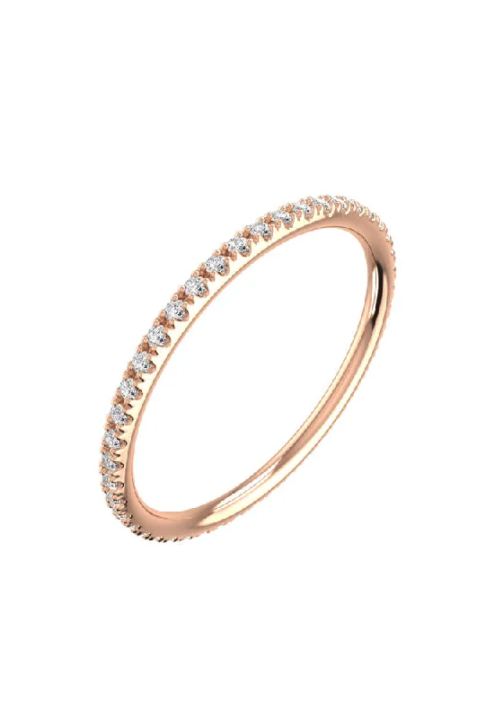 Line Pavé 18K Rose Gold Ring w. Lab-Grown Diamonds