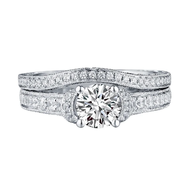 Round Diamond Engagement Ring S201623A and Band S201623B