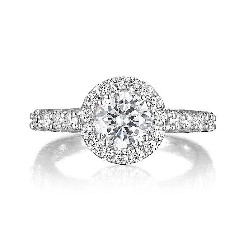 Round Diamond Halo Engagement Ring S201533A and Band Set S201534B