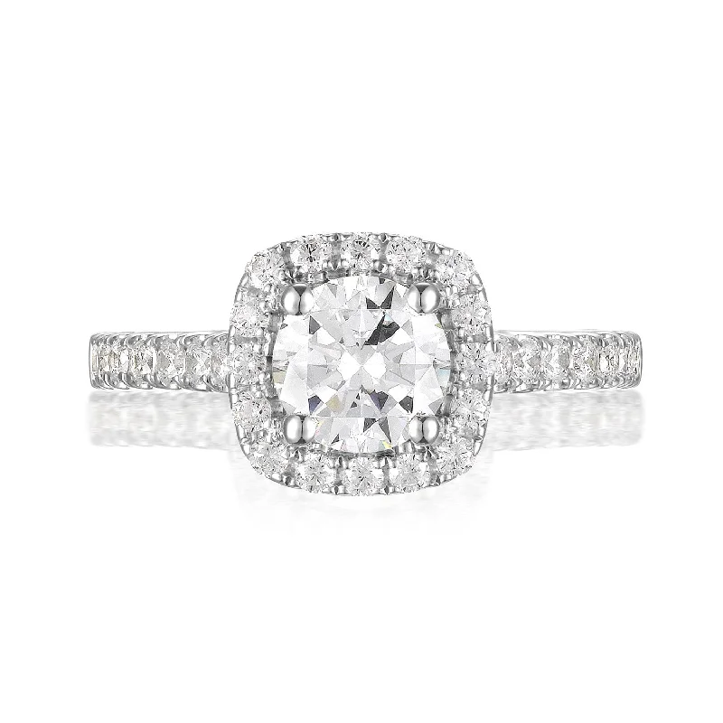 Round Diamond Halo Engagement Ring S201537A and Band Set S201537B