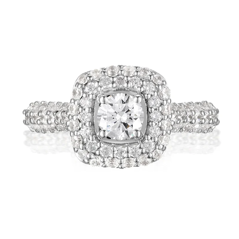 Round Diamond Halo Engagement Ring S201539 and Band Set S201539B