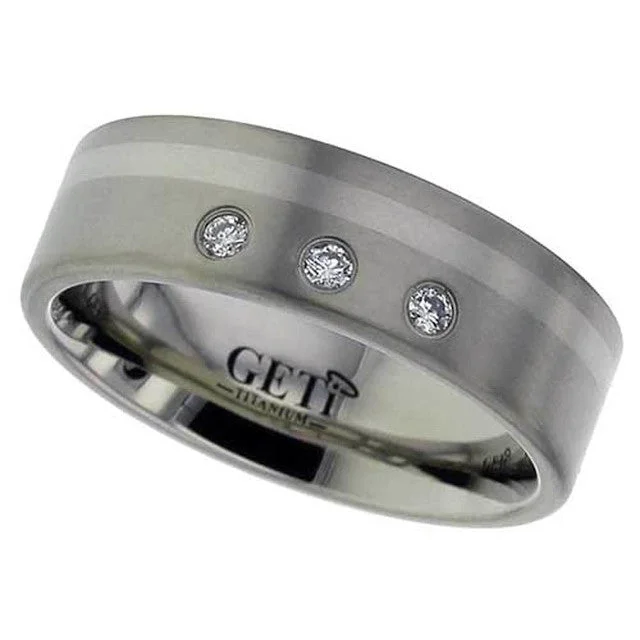 Titanium And Diamond Ring With Platinum Inlay - 2208DS3X3PNT-PLAT