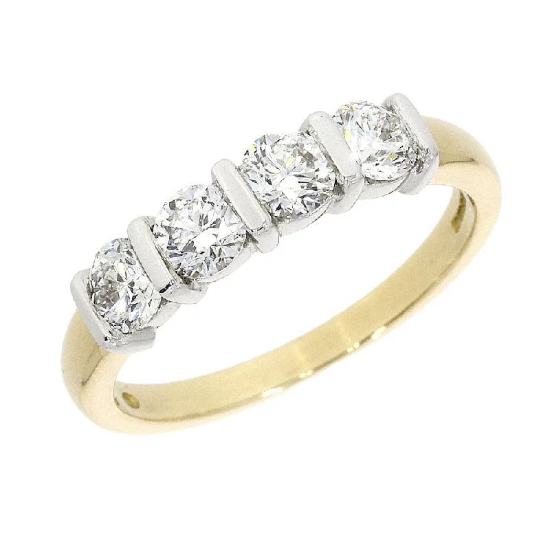 18ct Yellow Gold 4 Stone Bar Set Eternity Ring