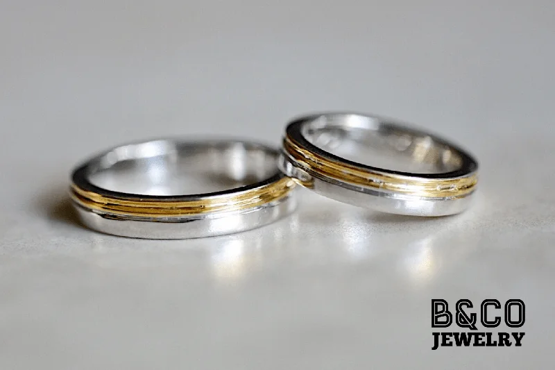 Arezzo Plain Two Tone Wedding Rings