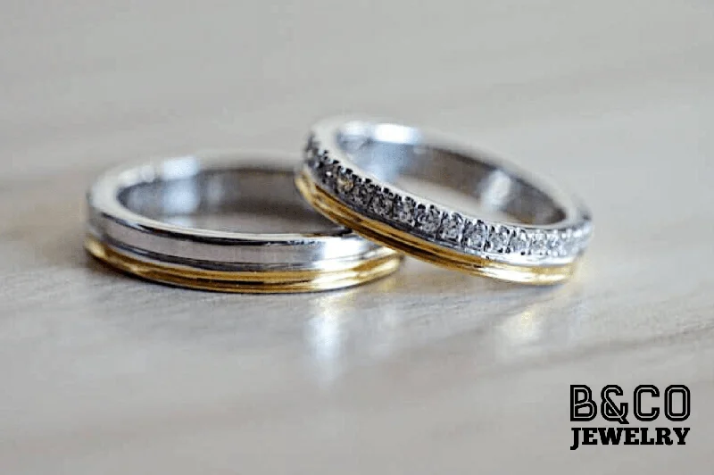 Arezzo Premier Two Tone Wedding Rings