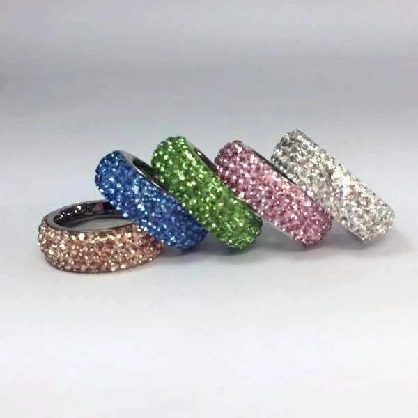 Glitzy 5 Row Pavé Set IOBI Crystals Stainless Steel Eternity Ring