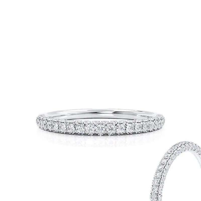 KINDREA - Ready to Ship 1.85mm Triple Micro Pavé 18k White Gold Eternity Wedding Band